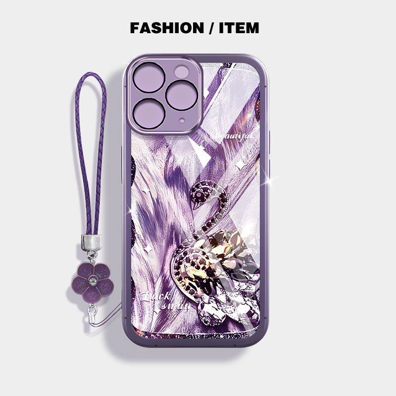 YBD Cho iPhone 11 Pro Max 12 Pro Max 13 Pro Max Ốp Điện Thoại Vỏ Trong Suốt Bướm Và Thiên Nga Sang Trọng