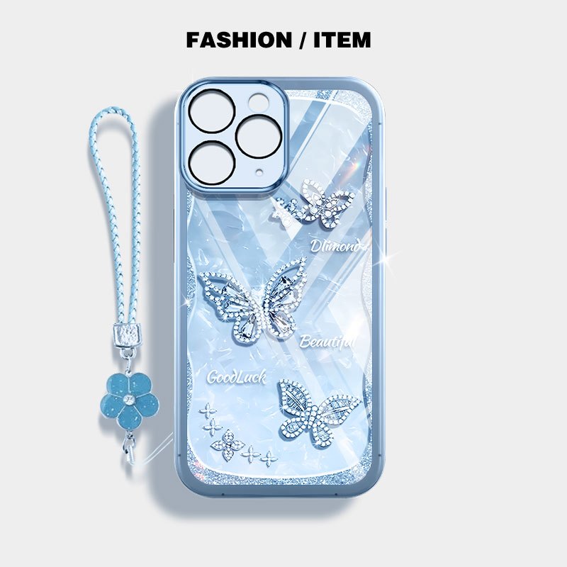 YBD Cho iPhone 11 Pro Max 12 Pro Max 13 Pro Max Ốp Điện Thoại Vỏ Trong Suốt Bướm Và Thiên Nga Sang Trọng