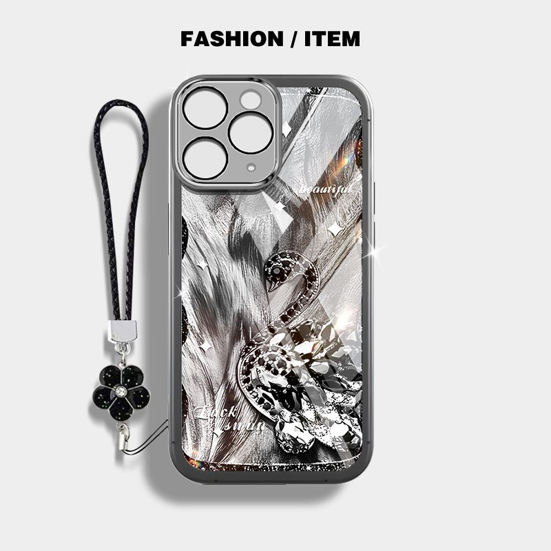 YBD Cho iPhone 11 Pro Max 12 Pro Max 13 Pro Max Ốp Điện Thoại Vỏ Trong Suốt Bướm Và Thiên Nga Sang Trọng