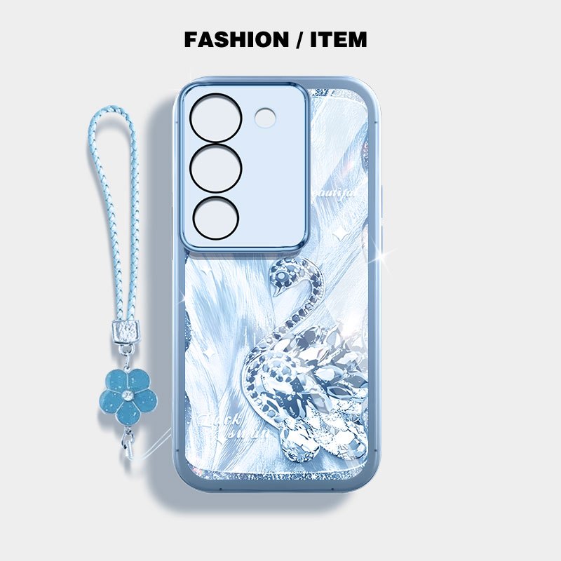 YBD Cho Vivo V29E Y200 5G V27 Pro V27E V29 Pro 5G Ốp Điện Thoại Vỏ Trong Suốt Bướm Và Thiên Nga Sang Trọng
