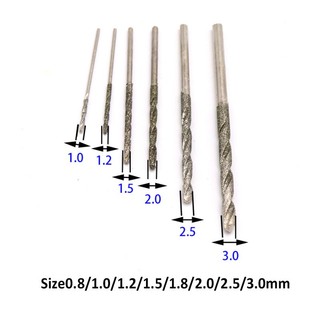 Mũi khoan xoắn tráng kim cương 0.8mm 1mm 1.2mm 1.5mm 1.8mm 2mm 2.5mm 3mm 3.5mm 4mm cho trang sức thủy tinh Jade Straight Shank