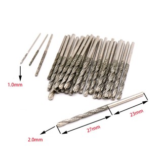 Mũi khoan xoắn tráng kim cương 0.8mm 1mm 1.2mm 1.5mm 1.8mm 2mm 2.5mm 3mm 3.5mm 4mm cho trang sức thủy tinh Jade Straight Shank
