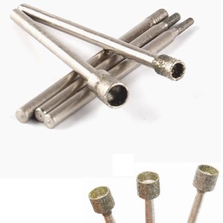 0.8mm-5mm Quay Kim Cương Burr Lõi Khoan Bit Khắc 2.35mm Chân Cho Đá Thủy Tinh Ngọc Khắc Mài Đầu Rỗng Dụng Cụ Quay