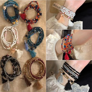 Phong cách Bohemian hạt kê nhiều lớp vòng tay đính cườm nữ mùa hè quốc gia nhẹ nhàng sang trọng retro trang sức bán buôn