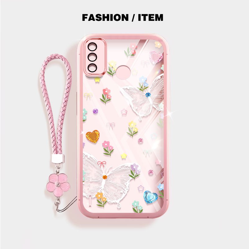 YBD Cho Tecno Spark 6 Go Spark Go 2020 2021 Hot 20 4G X6726 X6726B X6726C KE5j KE5k Vỏ Điện Thoại Mùa Xuân Tươi Bướm Trắng