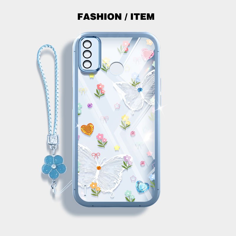 YBD Cho Tecno Spark 6 Go Spark Go 2020 2021 Hot 20 4G X6726 X6726B X6726C KE5j KE5k Vỏ Điện Thoại Mùa Xuân Tươi Bướm Trắng