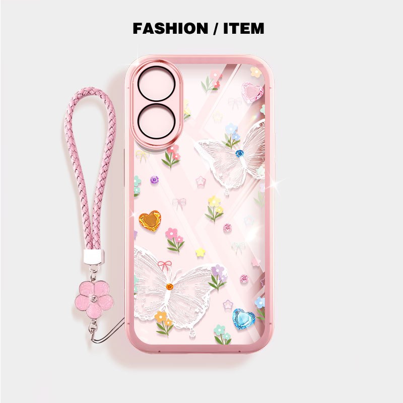 YBD Cho OPPO A78 4G 5G A79 A38 A18 A58 A60 A1X A2X A2 5G Ốp Điện Thoại Mùa Xuân Tươi Bướm Trắng