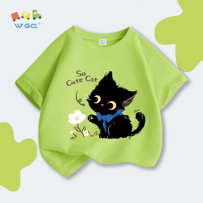 [110cm-170cm]Áo thun bé gái Cotton thấm hút mồ hôi Họa tiết in trẻ trung Thoáng mát mặc hè