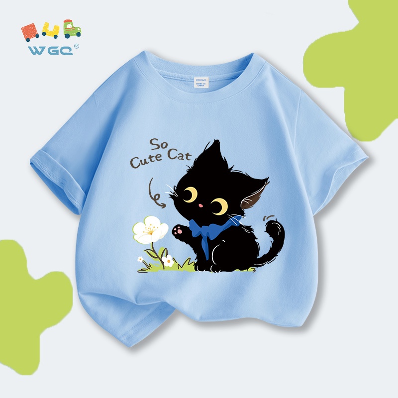 [110cm-170cm]Áo thun bé gái Cotton thấm hút mồ hôi Họa tiết in trẻ trung Thoáng mát mặc hè