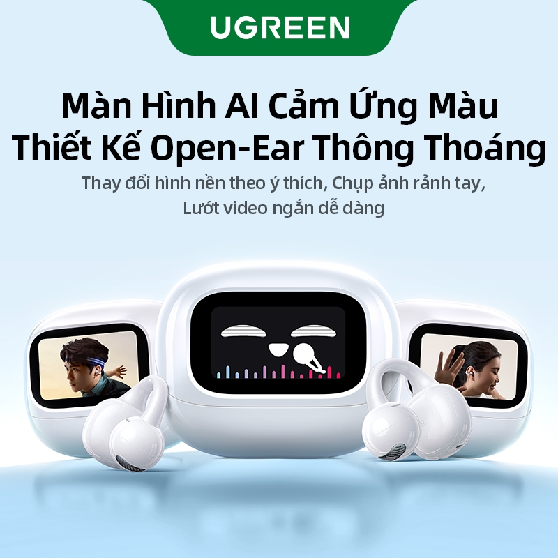 [Mới] Tai nghe Bluetooth UGREEN ClipBuds Magic Màn hình cảm ứng thông minh| Bluetooth 5.4| Độ trễ thấp |Tuổi thọ pin dài 30H |Chống nước IPX5 | BigBuy360 - bigbuy360.vn