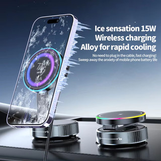 2026 Mới K3 K5 Xe Từ Tính Đế Sạc Không Dây Có Thể Gập Lại 15W Ánh Sáng Đầy Màu Sắc Hút Chân Không Hút Giá Đỡ Điện Thoại