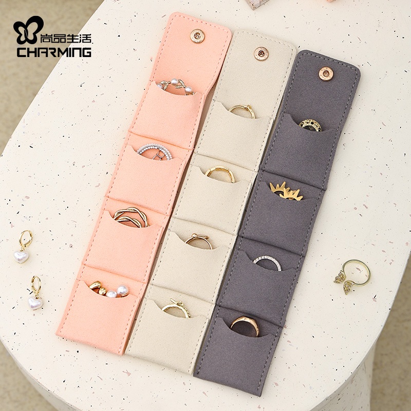 CASEGRACE Nhung Trang Sức Tổ Chức Cuộn Lên Túi Du Lịch Di Động Trang Sức Vỏ Vòng Cổ Bông Tai Hiển Thị Túi Bảo Quản