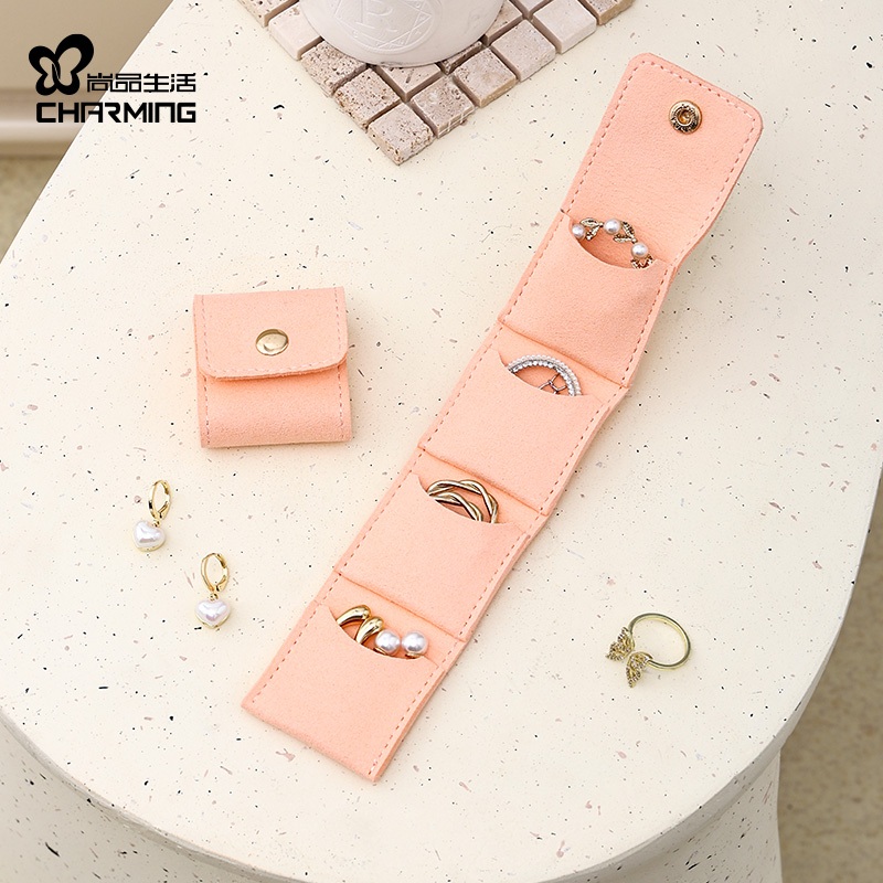 CASEGRACE Nhung Trang Sức Tổ Chức Cuộn Lên Túi Du Lịch Di Động Trang Sức Vỏ Vòng Cổ Bông Tai Hiển Thị Túi Bảo Quản