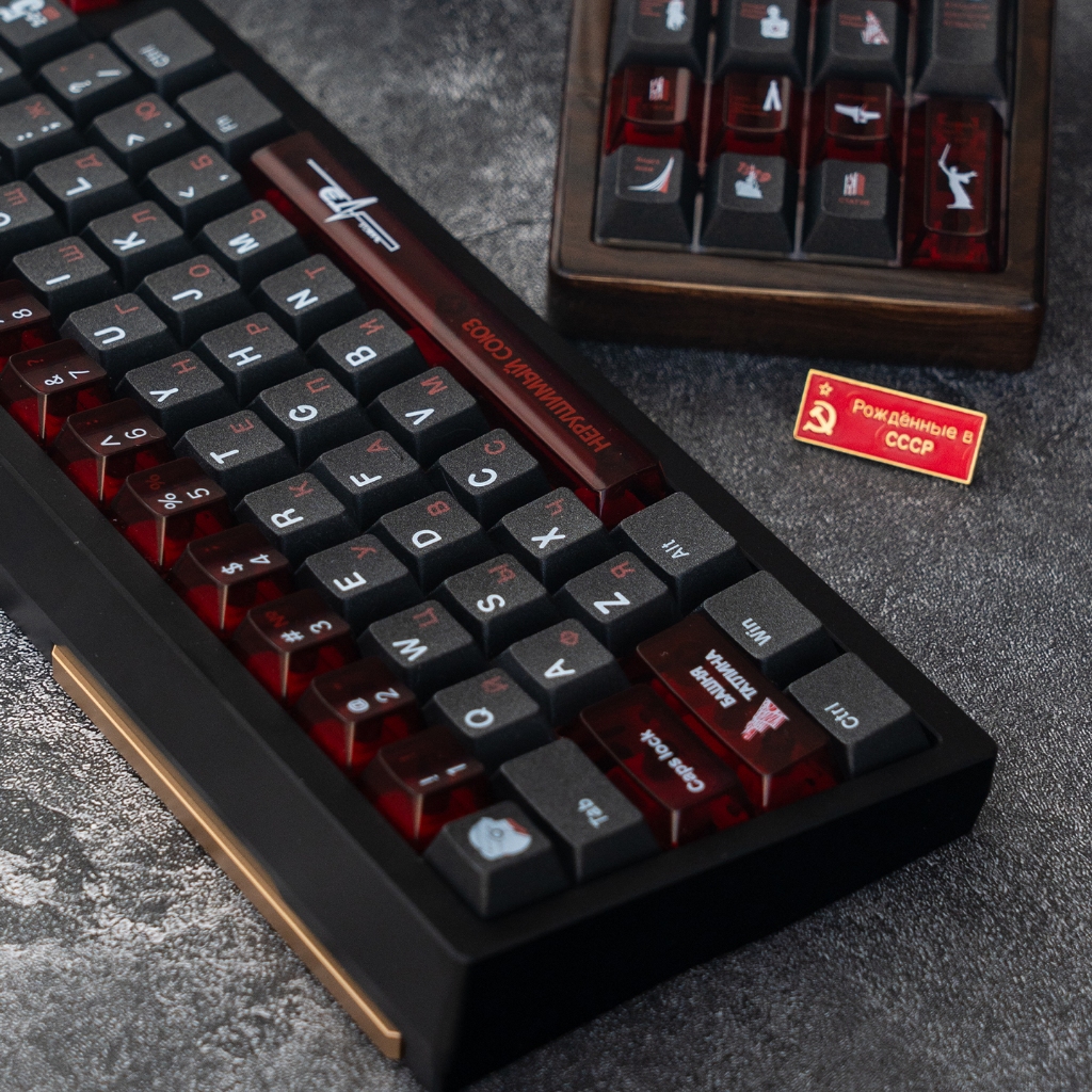 Taptempo Liên Xô Keycaps Đen Đỏ PBT + PC cherry profile keycap Bộ Bàn Phím Cơ | BigBuy360 - bigbuy360.vn