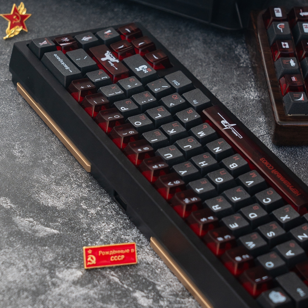 Taptempo Liên Xô Keycaps Đen Đỏ PBT + PC cherry profile keycap Bộ Bàn Phím Cơ | BigBuy360 - bigbuy360.vn