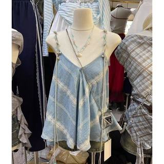 Phong Cách Hàn Quốc Nữ Không Tay Sling Top Cổ Chữ V Ren Mùa Hè Áo