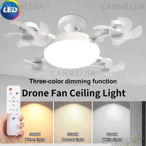 Quạt Drone có đèn trần LED Điều khiển từ xa Quạt làm mờ im lặng E27 cho phòng ăn Phòng ngủ Phòng khách