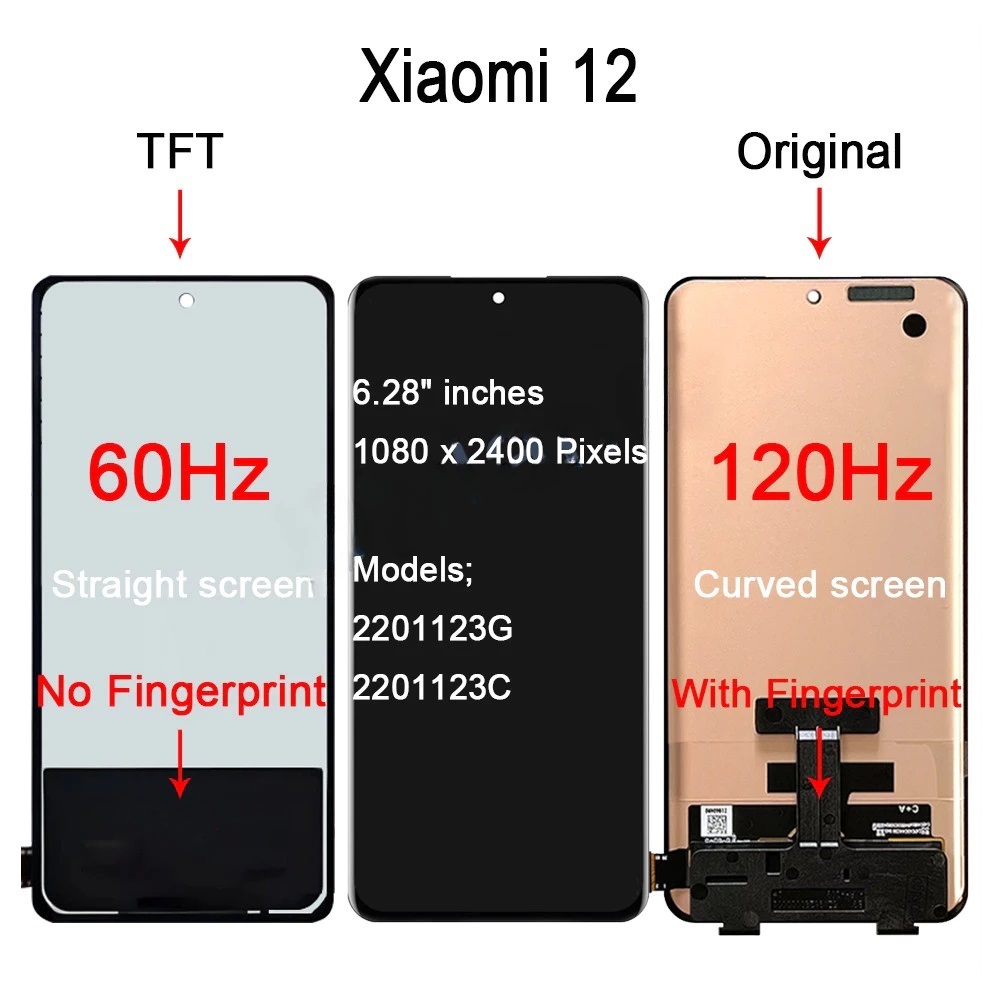 TFT Cho Xiaomi 12 Pro Màn Hình Hiển Thị LCD Bộ Số Hóa Cảm Ứng