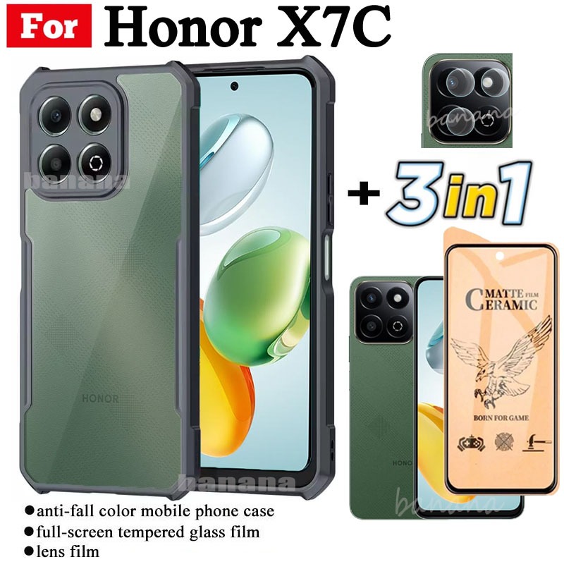Ốp điện thoại di động chống rơi 3 trong 1 Honor X7C X7B X7A cho Honor 200 Smart X6B X8B X6A X8A Phim kính cường lực gốm và phim ống kính