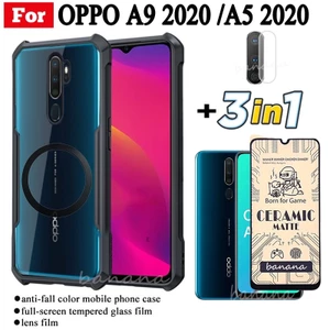 OPPO A3S A5S A9 (2020) A5 (2020) A12 A31 (2020) A91 Phim kính cường lực toàn màn hình + Phim mặt sau + Phim ống kính + Vỏ mềm đầy màu sắc
