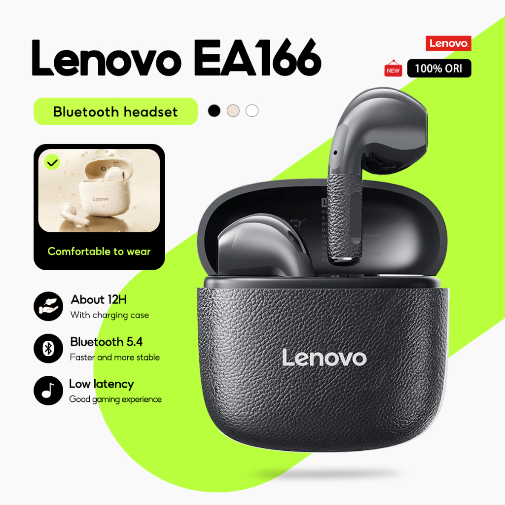 Tai nghe Lenovo EA166 Tai nghe không dây đích thực HD Stereo HIFI Độ trễ thấp có Mic Bluetooth 5.4