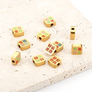 Phụ Kiện DIY 18K Mạ Vàng Thép Không Gỉ Chống Thấm Nước Đánh Bóng Qua Lỗ Hạt