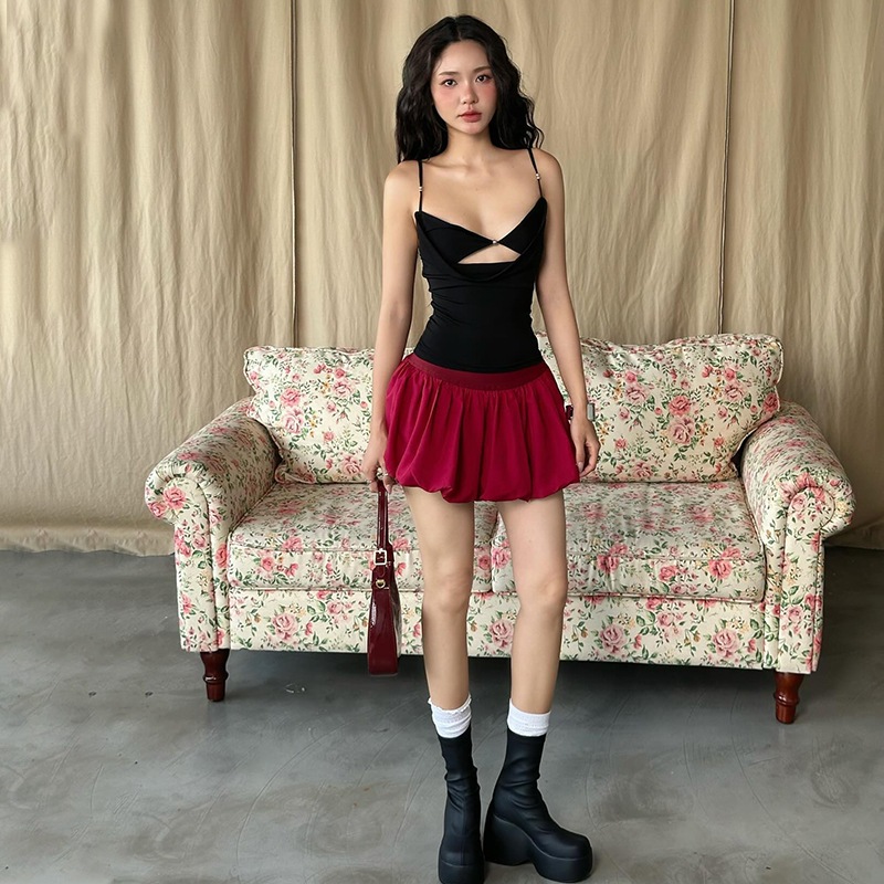 Mùa Hè Mới Thời Trang Cổ Chữ V Nữ Crop Top Nối Hạt Rỗng Trang Trí Tank Top | BigBuy360 - bigbuy360.vn