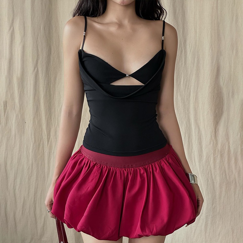 Mùa Hè Mới Thời Trang Cổ Chữ V Nữ Crop Top Nối Hạt Rỗng Trang Trí Tank Top | BigBuy360 - bigbuy360.vn