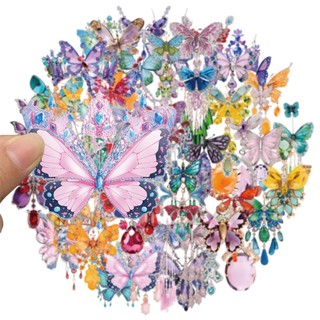 Bộ 50 Trang Sức Màu Bướm Miếng Dán Chống Thấm Nước Trong Suốt Chất Liệu PET Miếng Dán Trang Trí