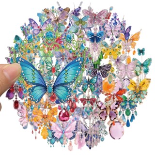 Bộ 50 Trang Sức Màu Bướm Miếng Dán Chống Thấm Nước Trong Suốt Chất Liệu PET Miếng Dán Trang Trí