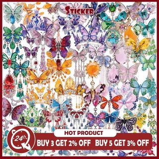 Bộ 50 Trang Sức Màu Bướm Miếng Dán Chống Thấm Nước Trong Suốt Chất Liệu PET Miếng Dán Trang Trí