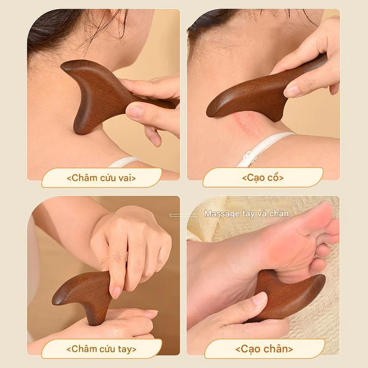 Máy mát xa tay chân Thân gỗ Cổ Thư giãn tuần hoàn máu Máy mát xa tam giác Spa Phản xạ Massage Stick Dụng cụ trị liệu sức khỏe bằng gỗ Trị liệu đau cơ  – 3