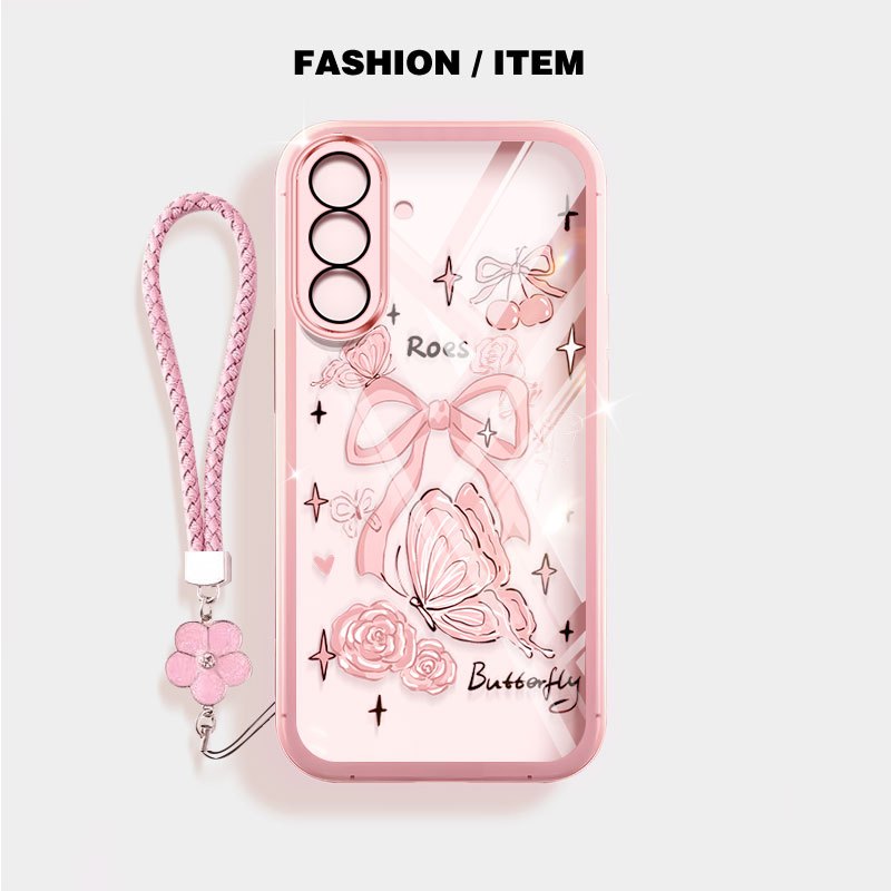 YBD Cho Samsung Galaxy A56 A36 A24 A25 A26 A34 A35 A54 A55 4G 5G Ốp Lưng Điện Thoại Cô Gái Xinh Đẹp Nơ Dễ Thương