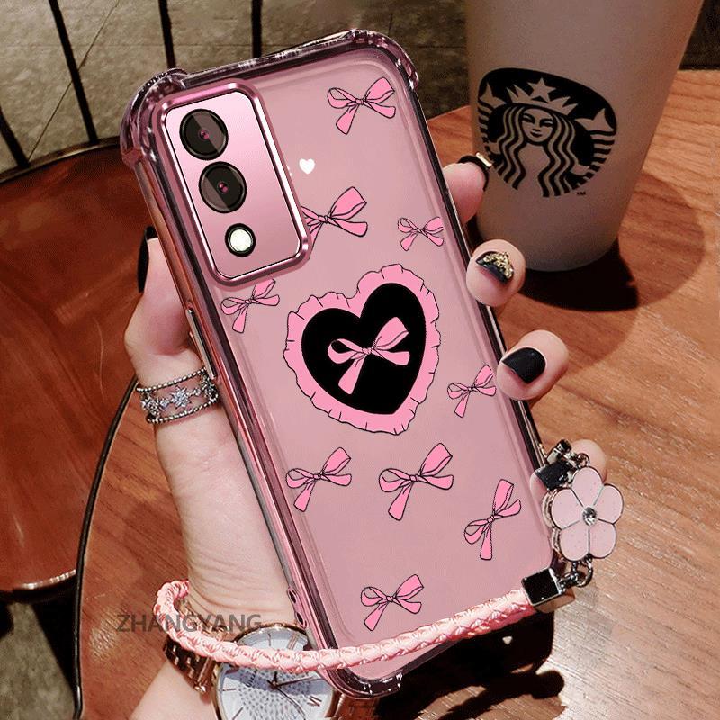Ốp Lưng Cho vivo Y17S Vỏ Điện Thoại TPU Silicon Mạ Điện Thẩm Mỹ Chống Sốc TPU Mềm Mại Ốp Lưng Hoạt Hình Dễ Thương Tình Yêu Họa Tiết Bướm Dây Miễn Phí