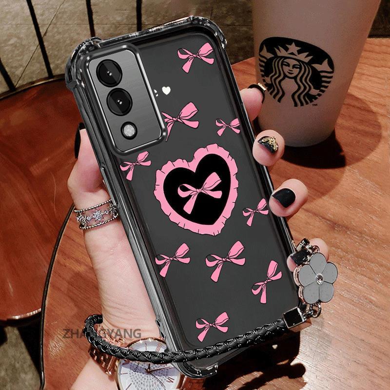 Ốp Lưng Cho vivo Y17S Vỏ Điện Thoại TPU Silicon Mạ Điện Thẩm Mỹ Chống Sốc TPU Mềm Mại Ốp Lưng Hoạt Hình Dễ Thương Tình Yêu Họa Tiết Bướm Dây Miễn Phí