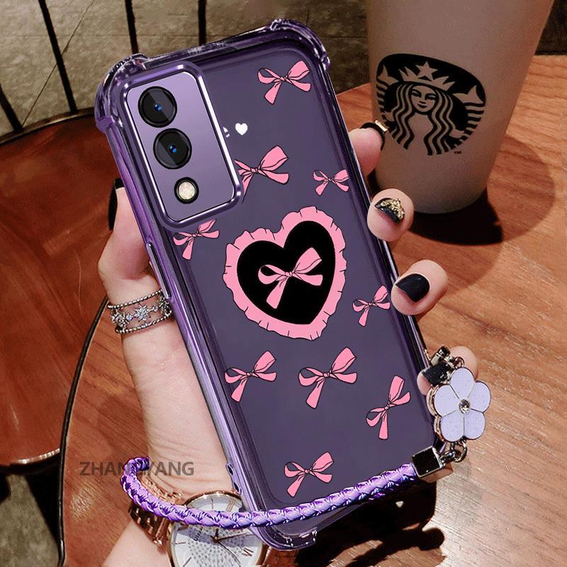 Ốp Lưng Cho vivo Y17S Vỏ Điện Thoại TPU Silicon Mạ Điện Thẩm Mỹ Chống Sốc TPU Mềm Mại Ốp Lưng Hoạt Hình Dễ Thương Tình Yêu Họa Tiết Bướm Dây Miễn Phí