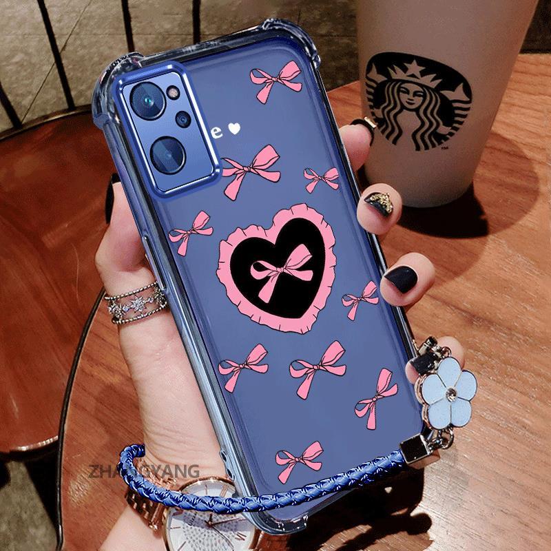 Ốp Lưng Cho Realme 9i Mạ Điện Silicon TPU Ốp Điện Thoại Thẩm Mỹ Chống Sốc TPU Mềm Mại Hoạt Hình Dễ Thương Tình Yêu Họa Tiết Bướm Dây Miễn Phí