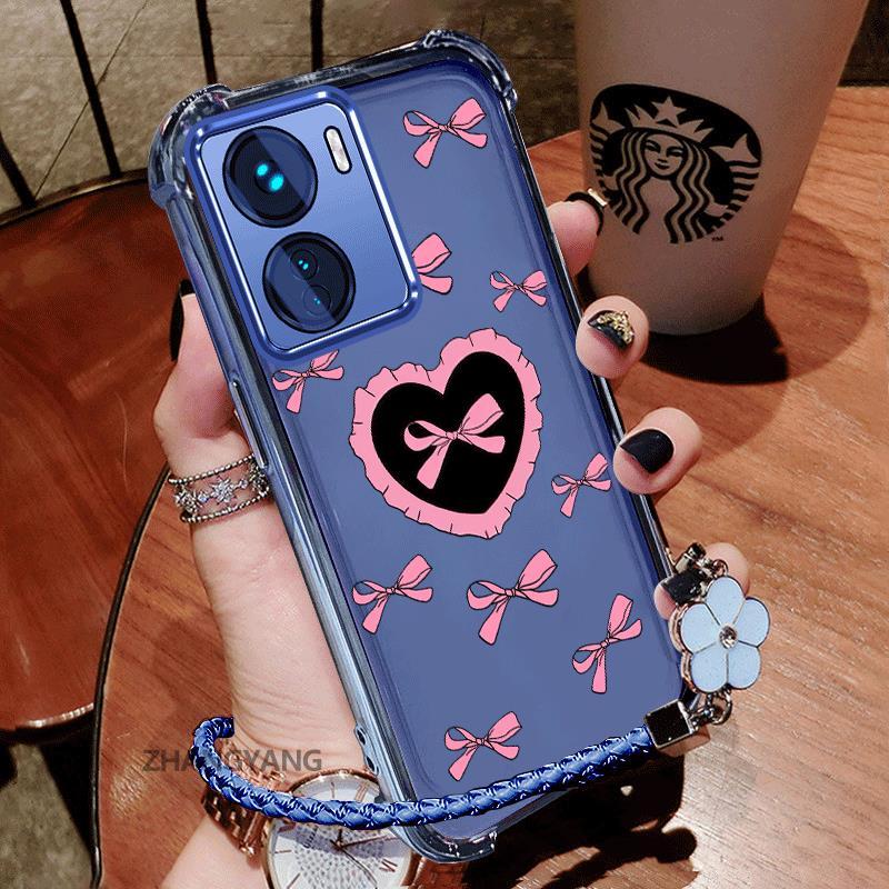 Ốp Lưng Dành Cho vivo Y16 Silicon Mạ Điện TPU Vỏ Điện Thoại Thẩm Mỹ Chống Sốc TPU Mềm Mại Hoạt Hình Dễ Thương Tình Yêu Họa Tiết Bướm Dây Miễn Phí