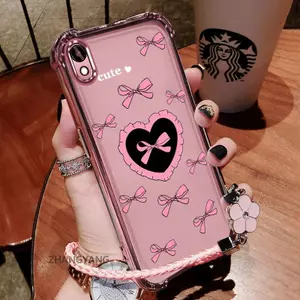 Ốp Lưng Dành Cho vivo Y91C Y93 Y1S Vỏ Điện Thoại TPU Silicon Mạ Điện Thẩm Mỹ Chống Sốc TPU Mềm Mại Ốp Hoạt Hình Dễ Thương Họa Tiết Bướm Tình Yêu Dây Miễn Phí