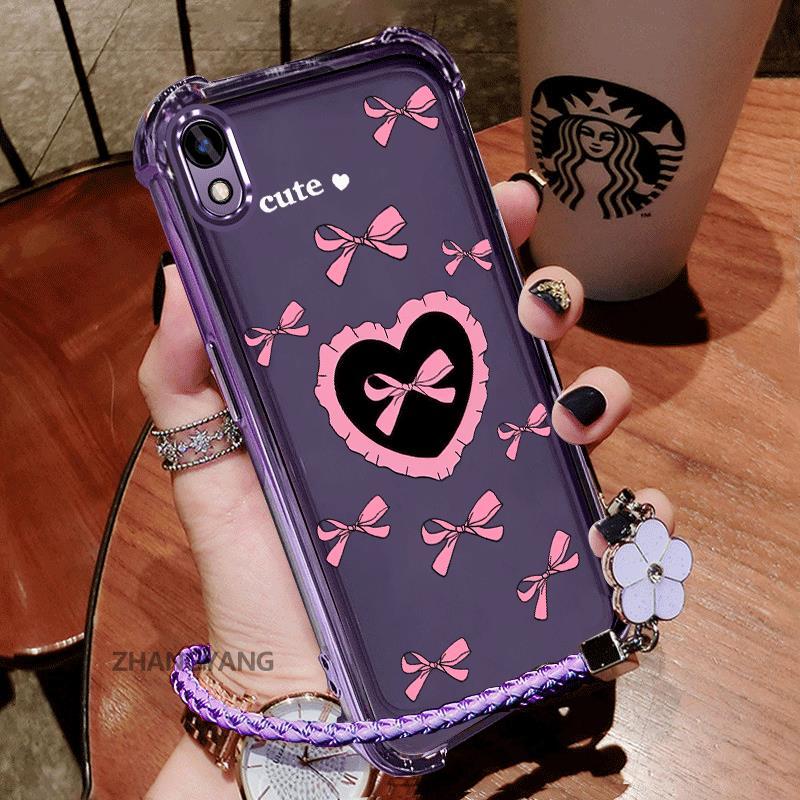 Ốp Lưng Dành Cho vivo Y91C Y93 Y1S Vỏ Điện Thoại TPU Silicon Mạ Điện Thẩm Mỹ Chống Sốc TPU Mềm Mại Ốp Hoạt Hình Dễ Thương Họa Tiết Bướm Tình Yêu Dây Miễn Phí