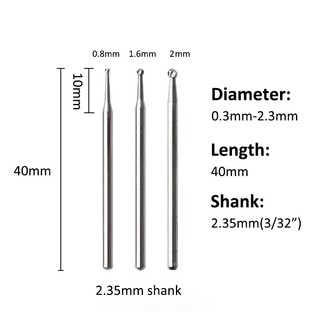Đầu Bóng Thép Vonfram Khắc Dao 2,35mm Chân Trang Sức Làm Burs Hình Bóng Tròn Khắc Mũi