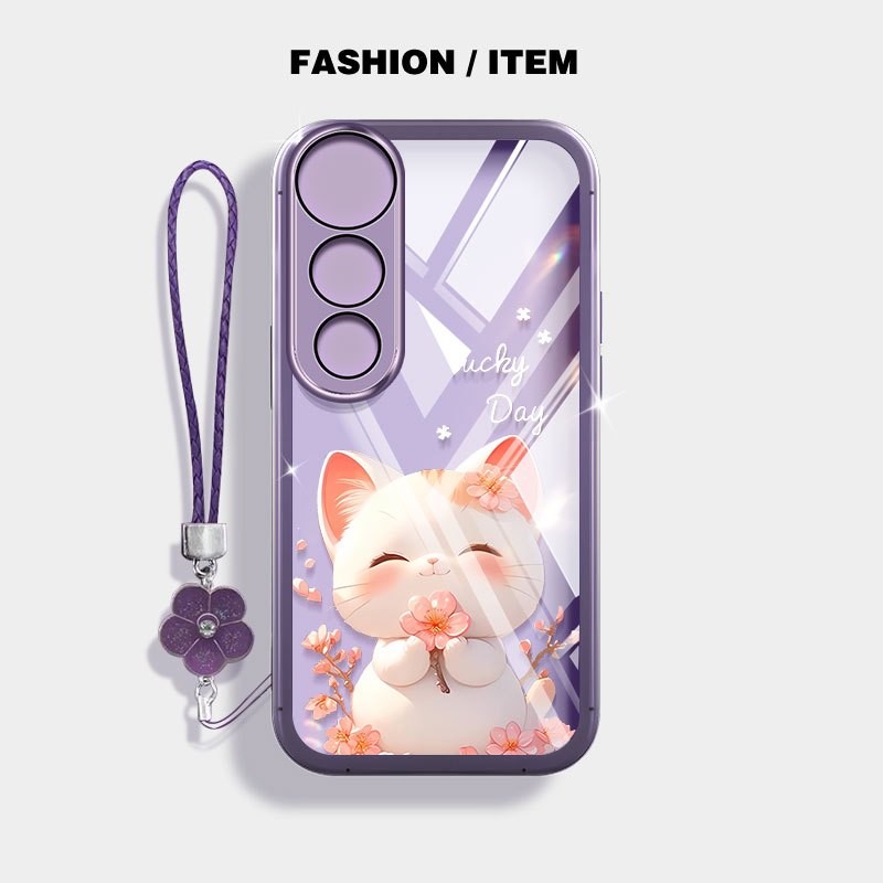 YBD Cho Vivo v60 Lite 5G Y200 V50E V50 Lite V30 Pro V40 Pro V40 Lite Y300 Y31 5G Y21D Vỏ Điện Thoại Mèo Bóng Thêu Màu Xanh Hồng