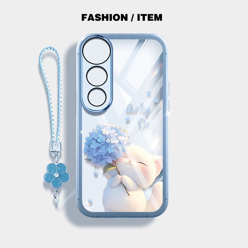 YBD Cho Vivo v60 Lite 5G Y200 V50E V50 Lite V30 Pro V40 Pro V40 Lite Y300 Y31 5G Y21D Vỏ Điện Thoại Mèo Bóng Thêu Màu Xanh Hồng
