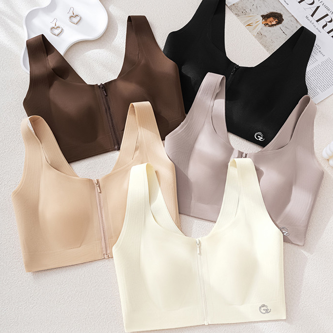 Áo ngực liền mạch nữ không gọng, dây kéo, cho ngực lớn, nâng ngực nhỏ, ngăn chảy xệ, ngủ thể thao