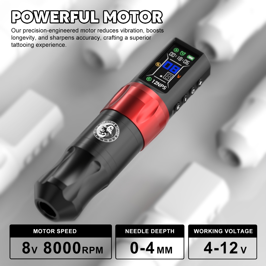 Wormhole Tattoo Gun Máy xăm không dây Bút xăm không dây Hoàn chỉnh cho nghệ sĩ xăm hình Người mới bắt đầu