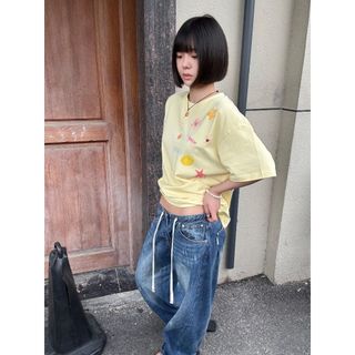 HIIXIIVI Áo thun nữ oversize baggy, 100% cotton, dáng rộng, độc đáo cho OOTD 2025
