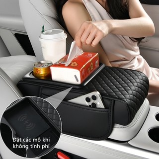 Đệm tựa tay ô tô SEAMETAL Hộp đựng đồ trung tâm dày dặn cho bệ tỳ tay ô tô ，hỗ trợ sạc không dây