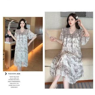M-4XL Size Lớn Váy Ngủ Nữ Mới Phong Cách Trung Hoa Bộ Đồ Ngủ Nữ Ren Gợi Cảm Váy Ngủ Mùa Hè Tay Ngắn Phong Cách Mỏng Retro Phong Cách Trung Hoa Pure Desire Homewear Bộ Đồ Ngủ Có Miếng Lót Ngực Plus Size Quần Áo Nữ
