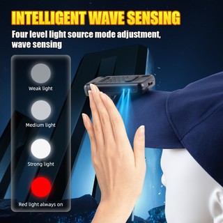 Đèn pha LED sạc lại, đèn pin chống nước ngoài trời có kẹp và từ tính, kèm cảm biến sóng