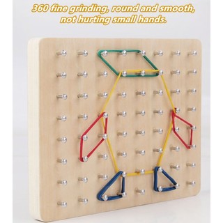 Sáng tạo bằng gỗ trẻ em mầm non giáo dục hình dạng phù hợp với bảng móng tay tư duy logic dây cao su đồ họa tạo thành đồ chơi mẫu giáo